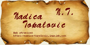 Nadica Topalović vizit kartica